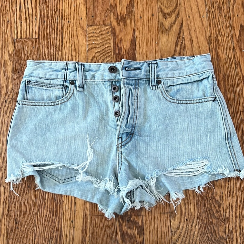 Free People Jean shorts with distressed bottom!